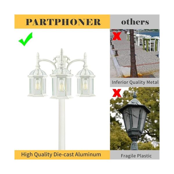 Lámpara de poste de luz para exteriores de 3 cabezas