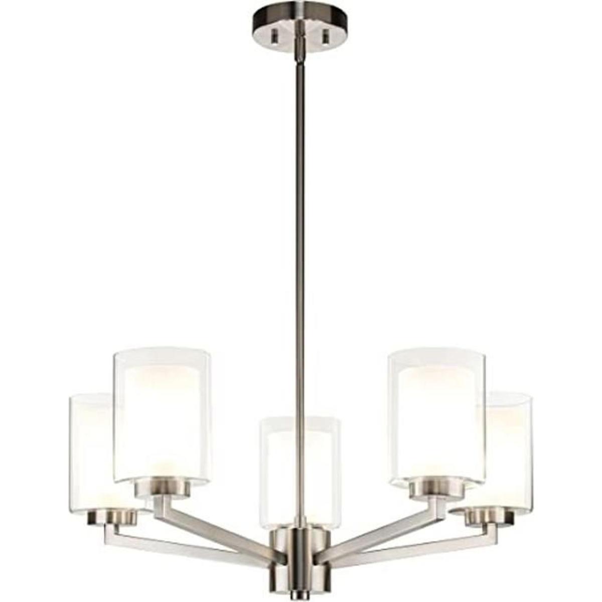 XiNBEi Candelabro de níquel moderno 5 luces lámpara