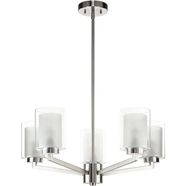 XiNBEi Candelabro de níquel moderno 5 luces lámpara_2