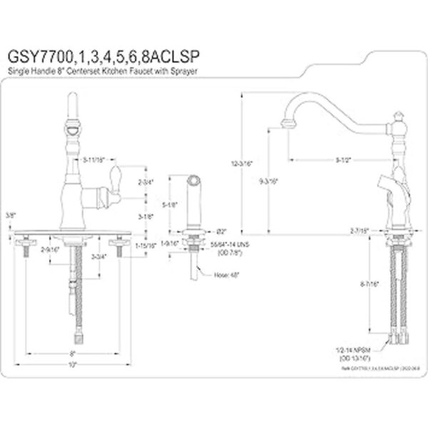 Kingston Brass GSY7701ACLSP Grifo de cocina clásico_2