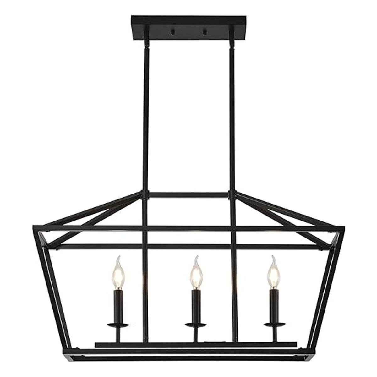XILICON Lámparas de comedor sobre mesa 3 luces negras de