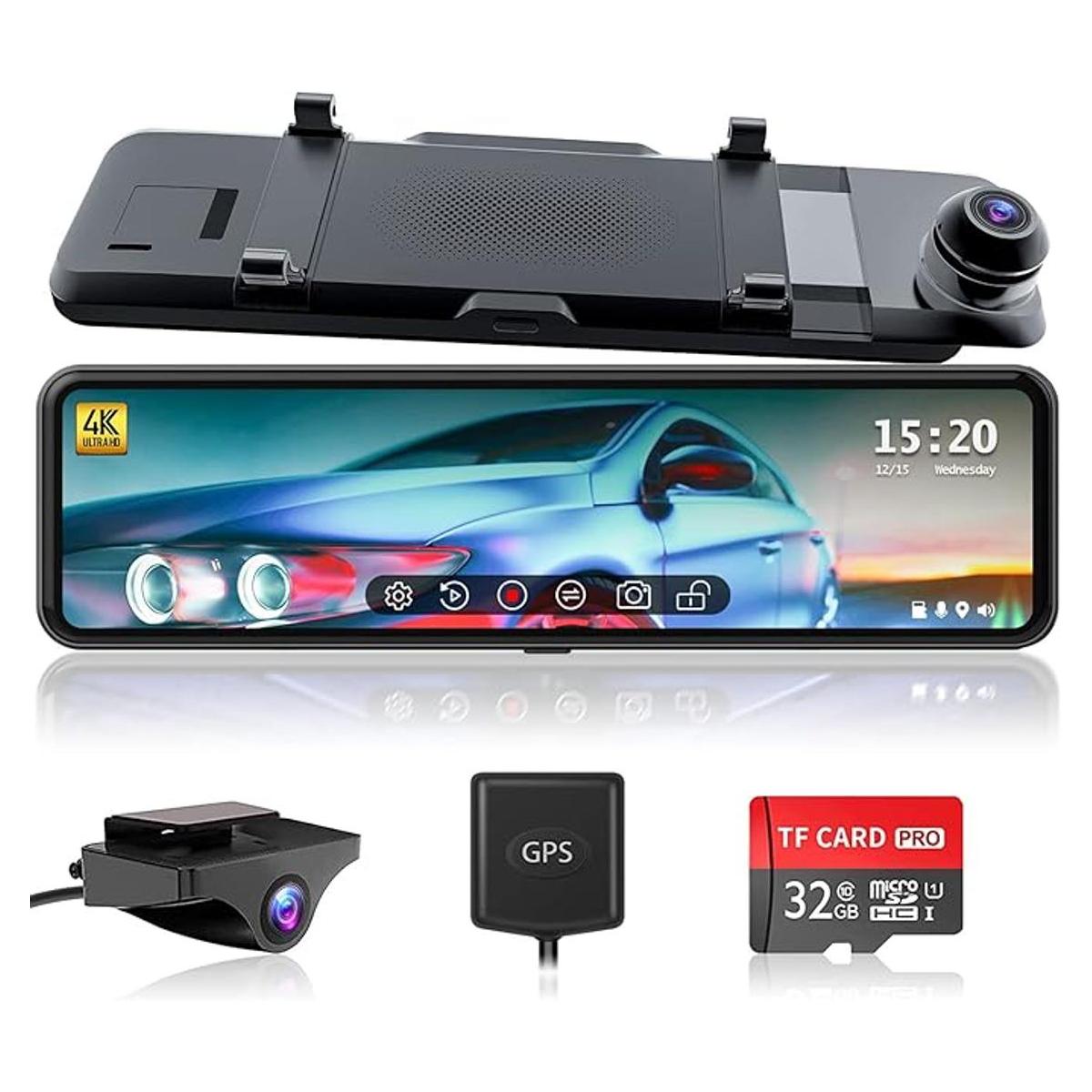 REDTIGER Cámara de espejo retrovisor de 11 pulgadas UHD 4K
