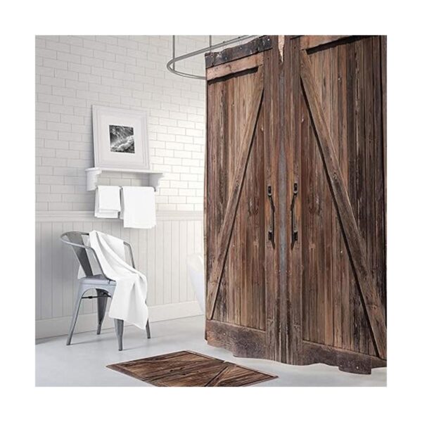 Yookeb Cortina de ducha rústica para baño puerta de_3