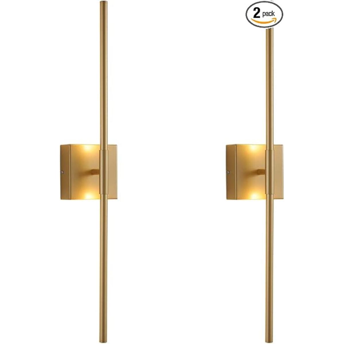 Juego de 2 lámparas de baño luces LED doradas para