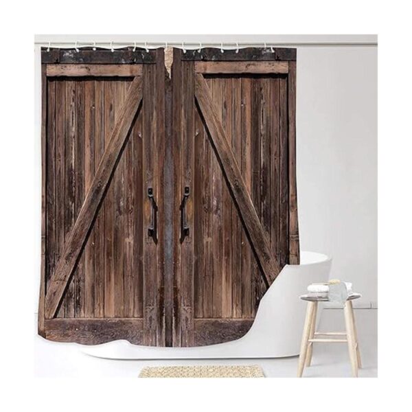 Yookeb Cortina de ducha rústica para baño puerta de_2
