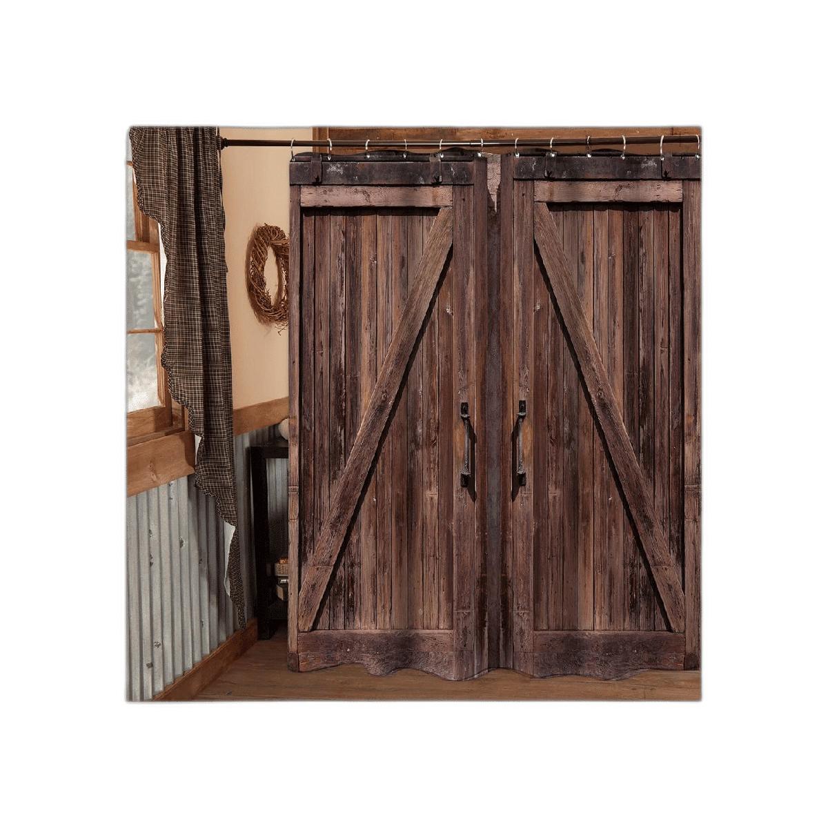 Yookeb Cortina de ducha rústica para baño puerta de