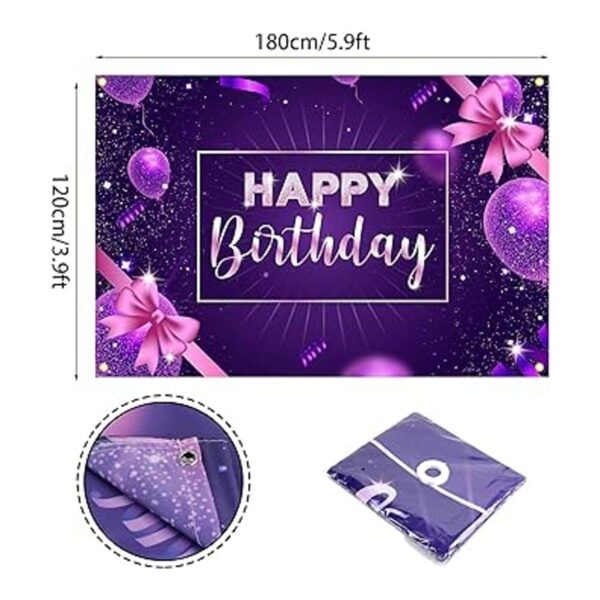 Feliz cumpleaños telón de fondo Banner púrpura rosa arco_2