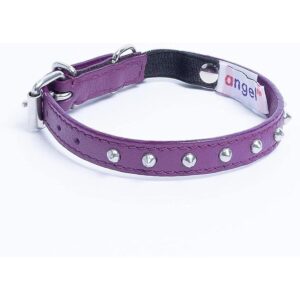 ngel piel auténtica morada tachonada cuello elástico_1