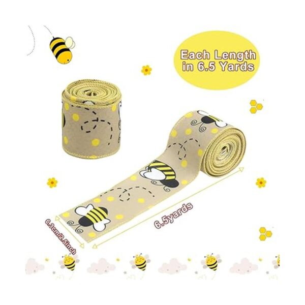 CCINEE 4 rollos de cintas de borde con alambre con abeja