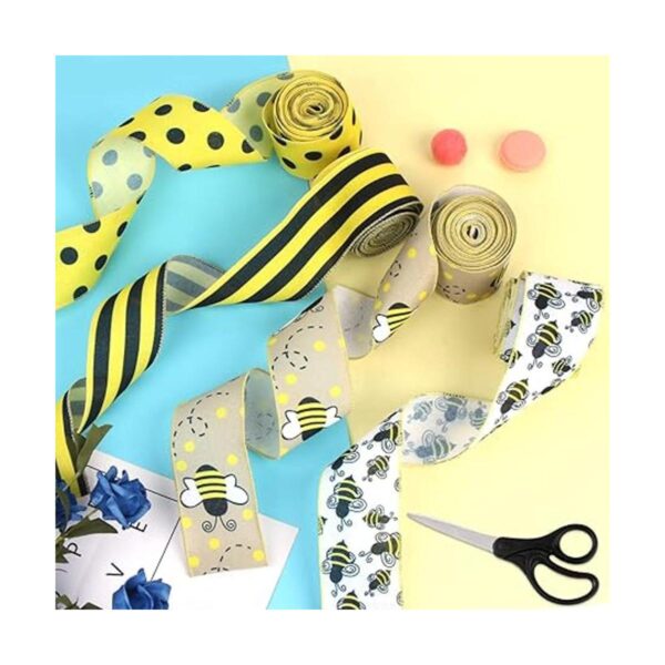 CCINEE 4 rollos de cintas de borde con alambre con abeja
