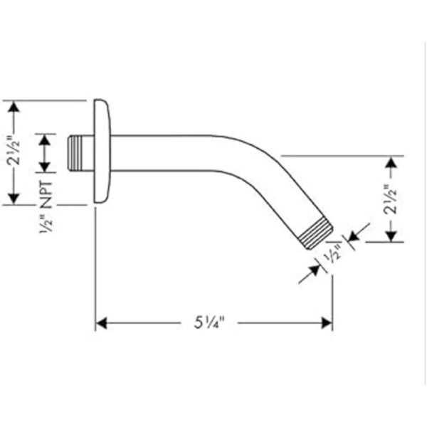 hansgrohe Brazo de ducha moderno de repuesto de 6 pulgadas_2