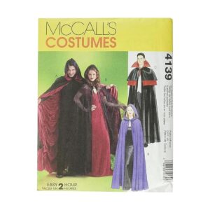 McCalls M4139 Disfraz de capa con forro y sin forro para_1