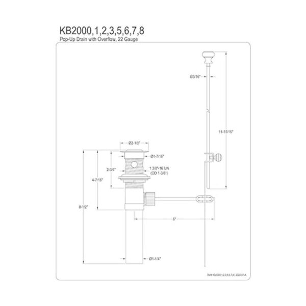 Kingston Brass kb2005 Diseñador trimscape 22 Gauge PopUp_2