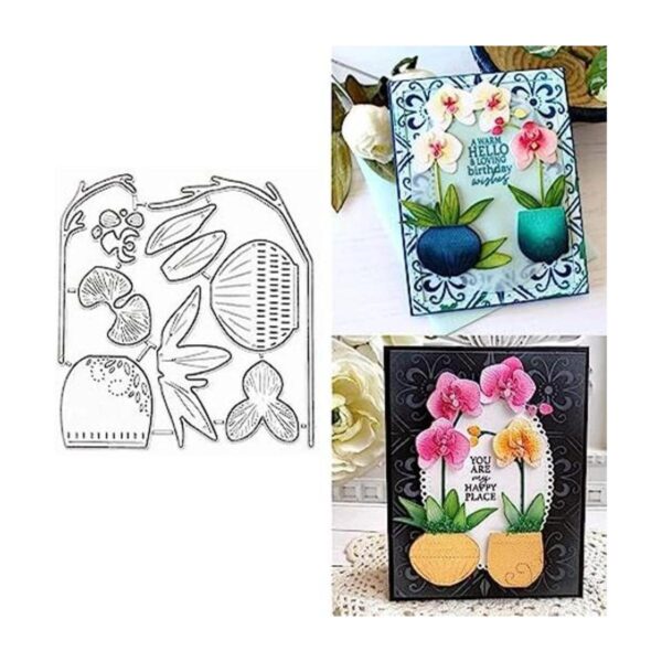 Troqueles de metal de orquídea florecientes hojas de_1