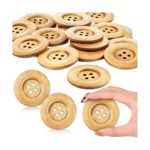 30 botones de madera de gran tamaño de 2.36 pulgadas