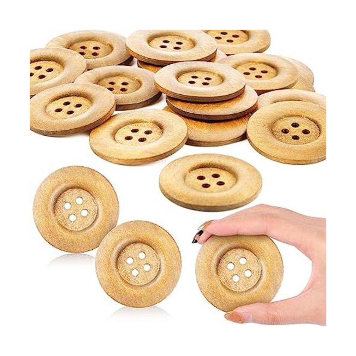 30 botones de madera de gran tamaño de 2.36 pulgadas