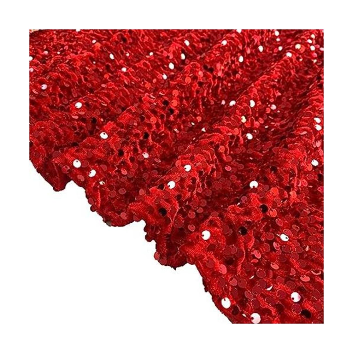 FUHSY Tela roja de terciopelo de lentejuelas de 5 yardas