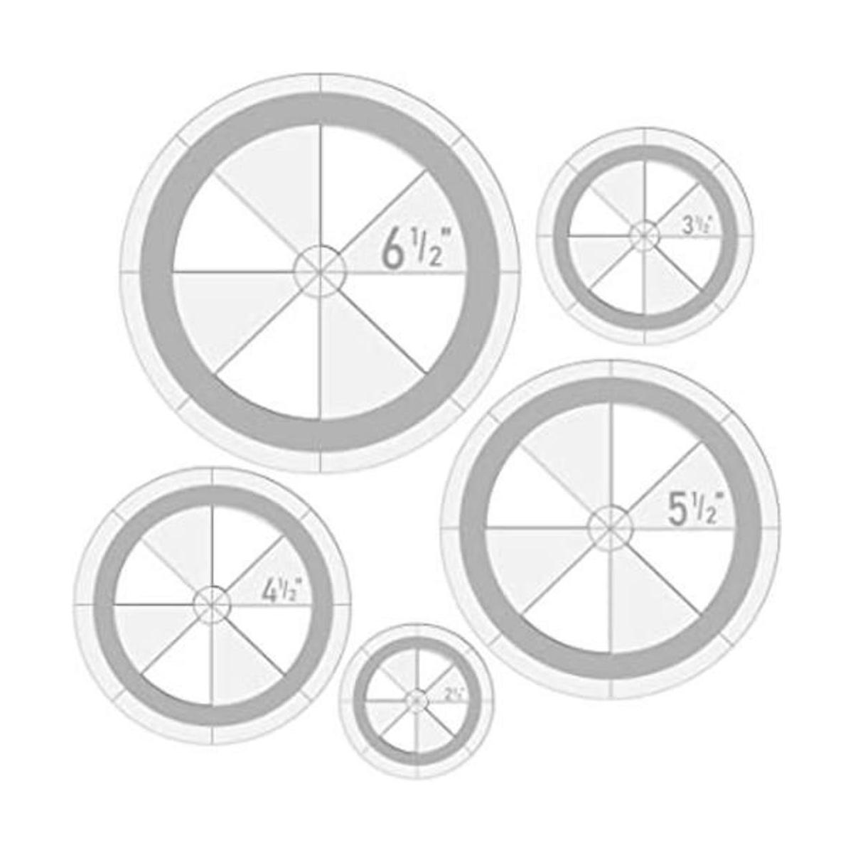 Juego de 5 plantillas de acolchado circular regla de