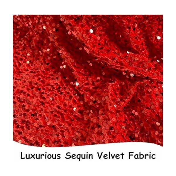 FUHSY Tela roja de terciopelo de lentejuelas de 5 yardas_3