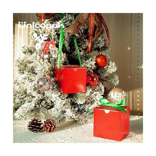 UnicoPak Cajas de regalo rojas de Navidad de 4 x 4 x 4_5
