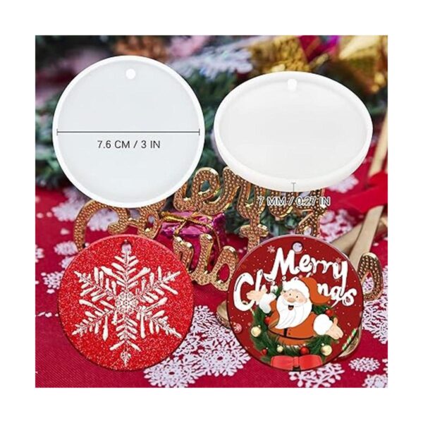 4 moldes de resina de adorno redondo de Navidad de 3