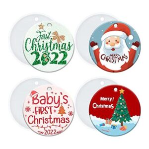 4 moldes de resina de adorno redondo de Navidad de 3
