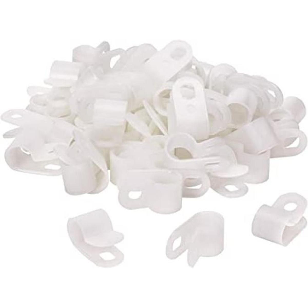 shapenty Blanco Nylon Tornillo Montaje R Tipo Cable Clamp