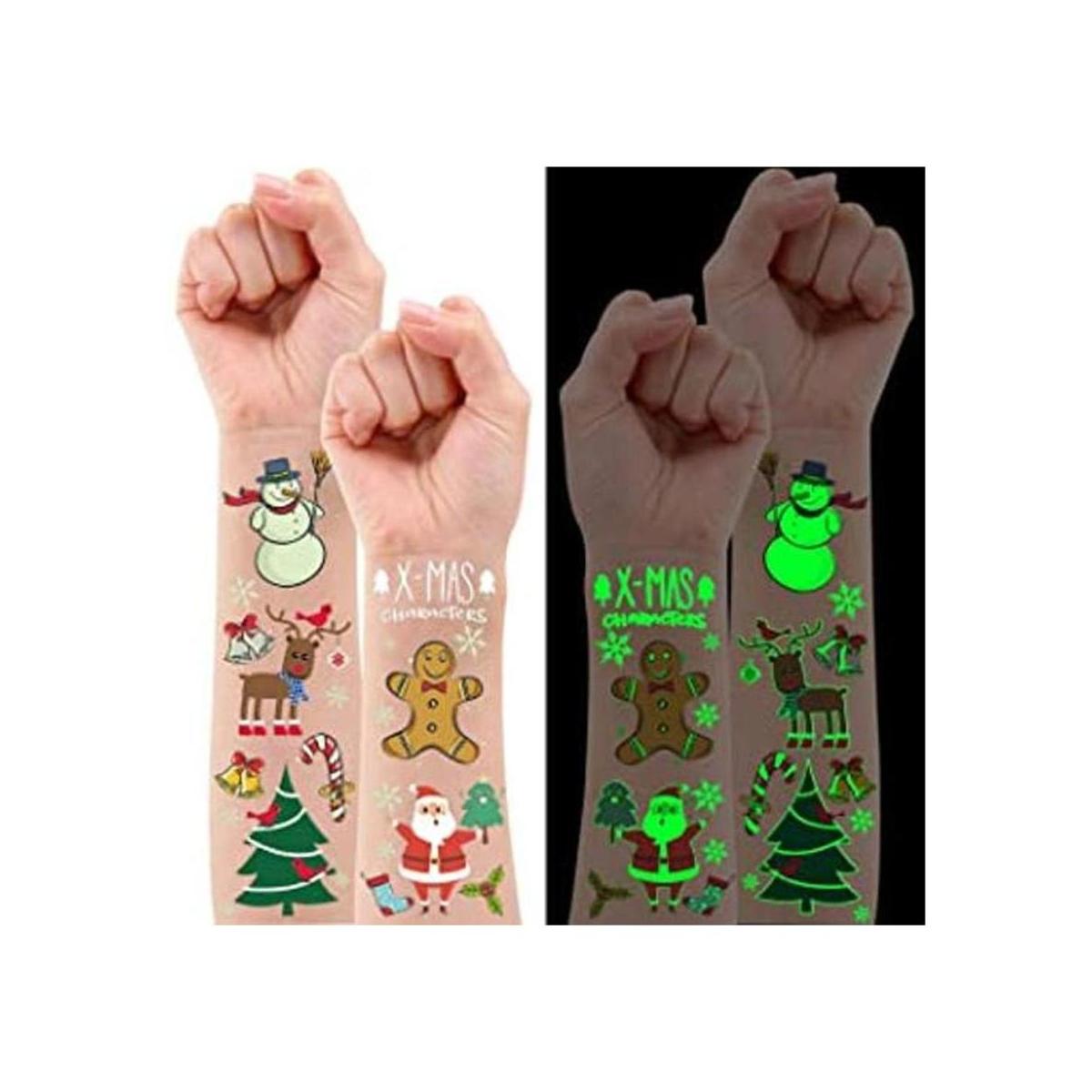 Partywind Tatuajes temporales de Navidad luminosos para