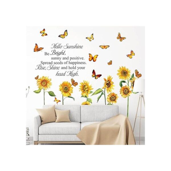 6 hojas de gran girasol mariposa de pared adhesivo de