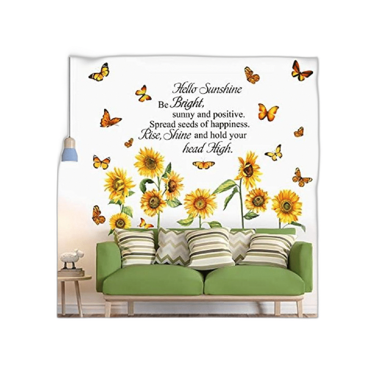 6 hojas de gran girasol mariposa de pared adhesivo de