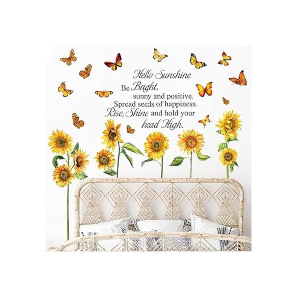 6 hojas de gran girasol mariposa de pared adhesivo de