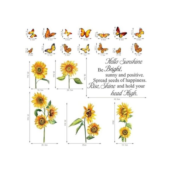 6 hojas de gran girasol mariposa de pared adhesivo de