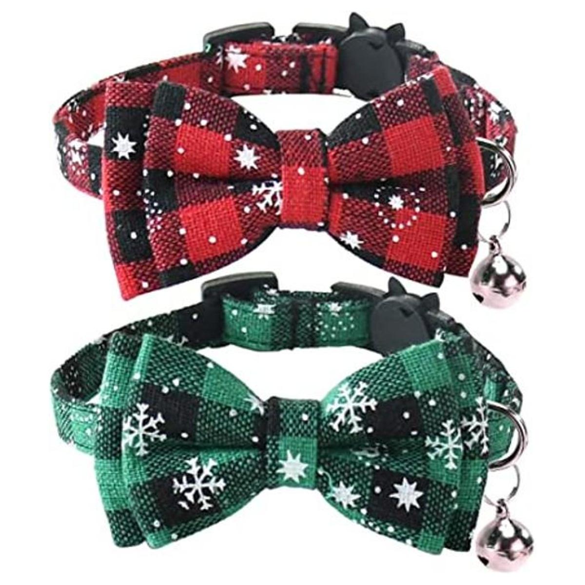 Malier Collar de gato de Navidad con diseño de copo de