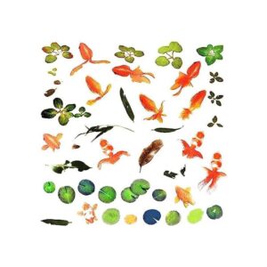 Huture 6 hojas de resina 3D Koi Fish Leaves pintura