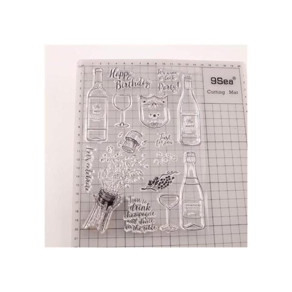 Congratulations Sellos de goma diseño de botella de vino_2