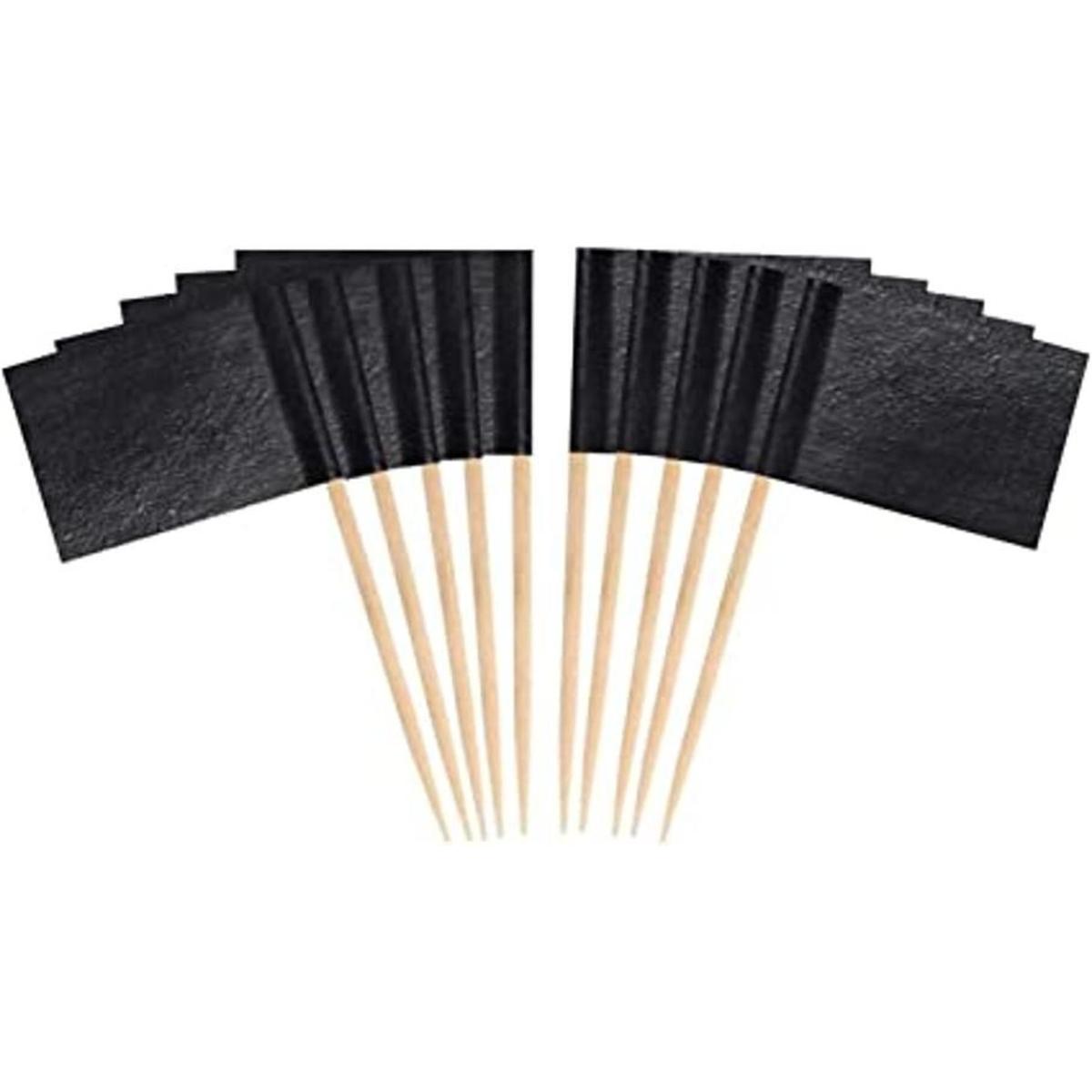 JAVD 100 banderas de palillos de dientes en blanco negro