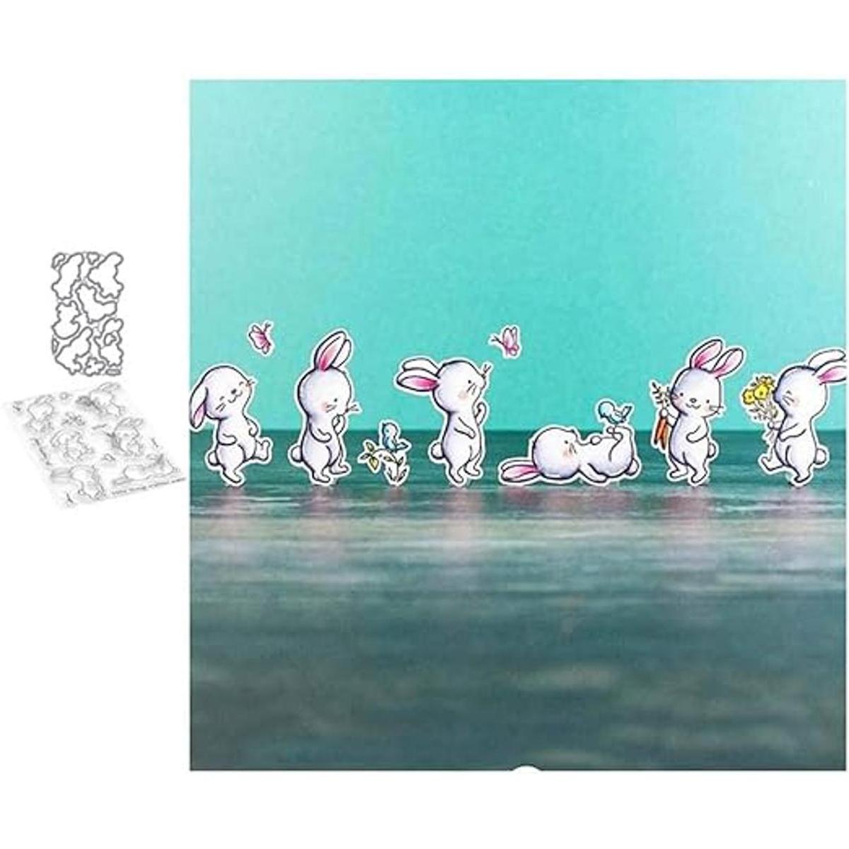 Conejos de silicona transparente sello y troquelado para