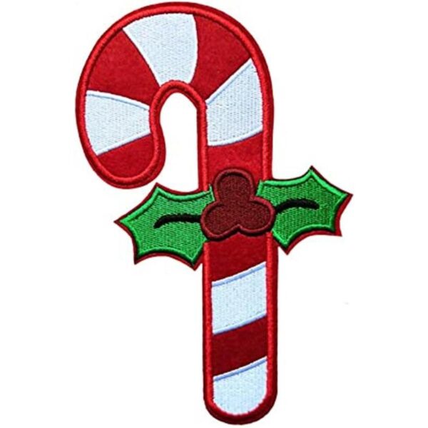 Parche bordado de bastón de caramelo de Navidad de 7.0 in_1
