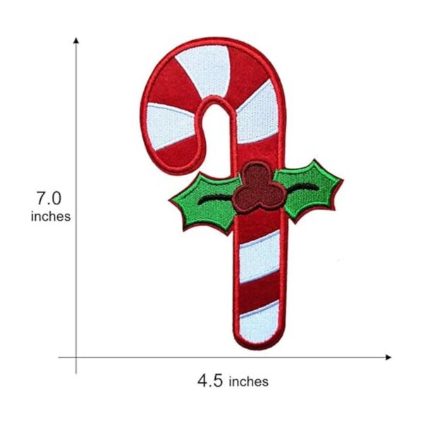 Parche bordado de bastón de caramelo de Navidad de 7.0 in_2