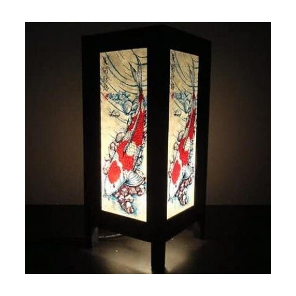 Lámpara de noche o mesa con diseño de peces de koi estilo