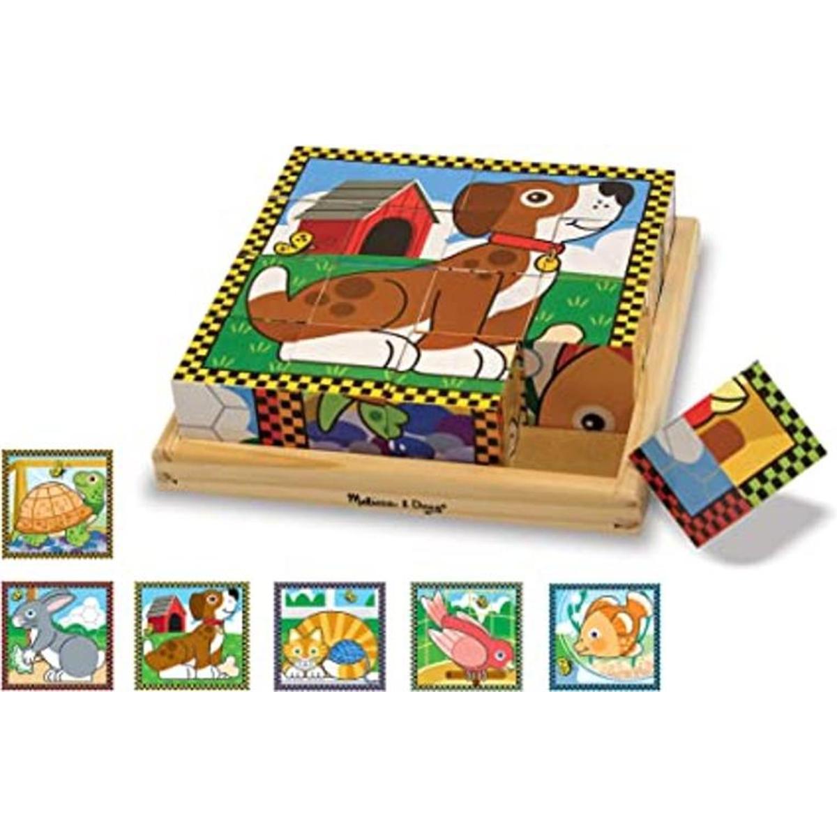 Melissa Doug Rompecabezas de cubo de madera para