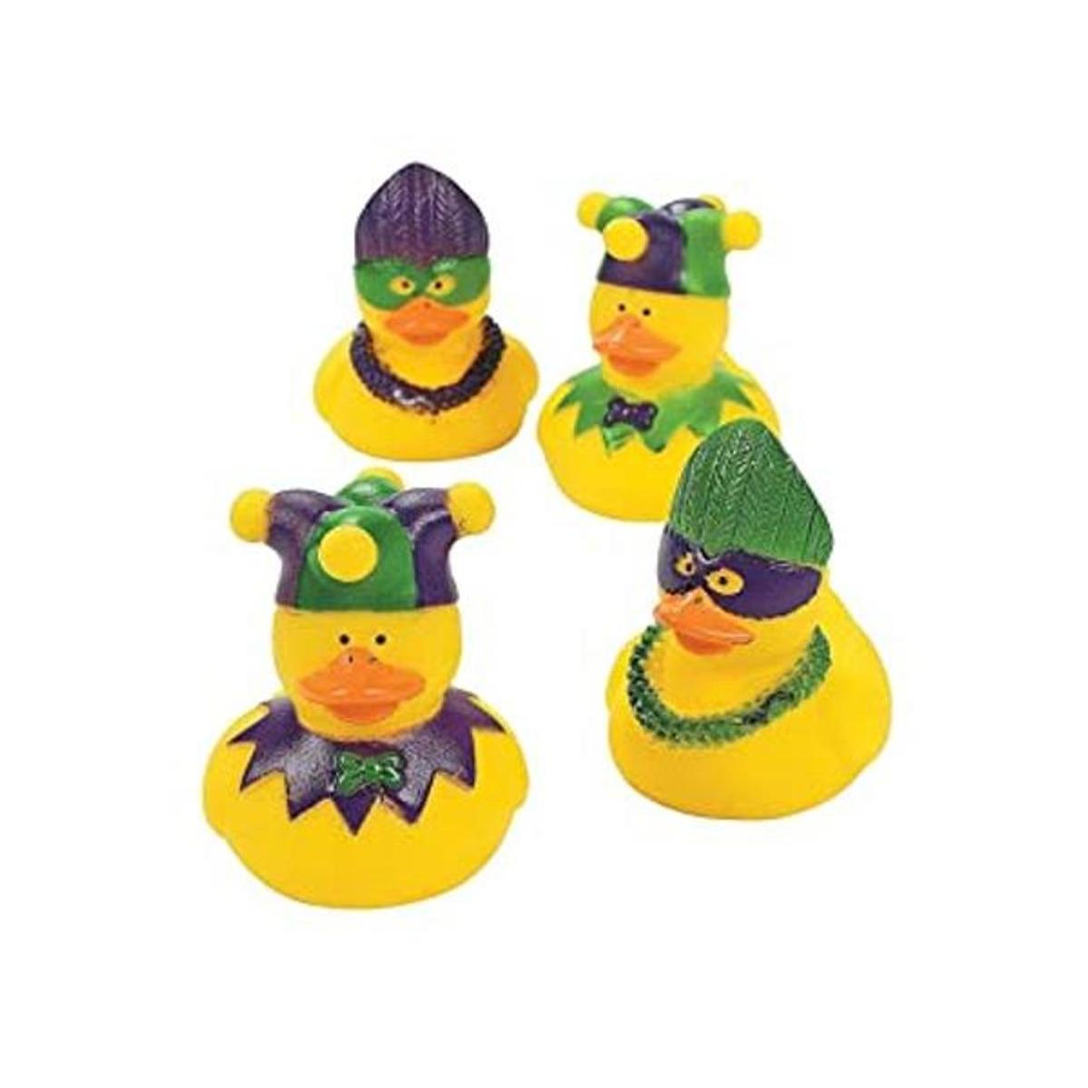 MARDI GRAS DUCKIES DE GOMA Juguetes 12 Piezas
