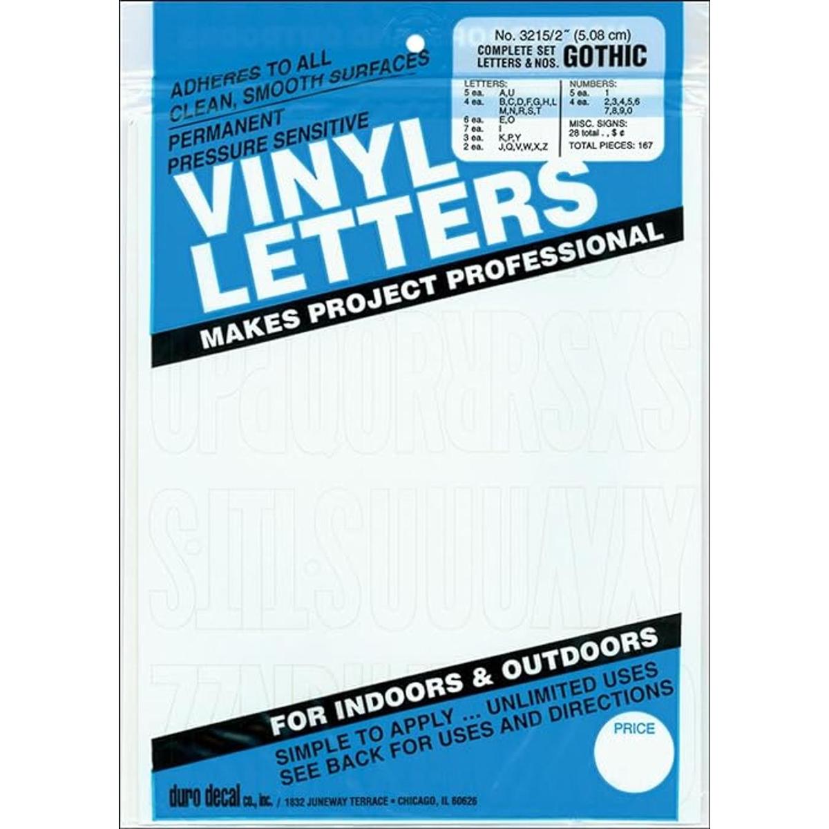 Duro letras y números adhesivos en vinilo permanente de 2
