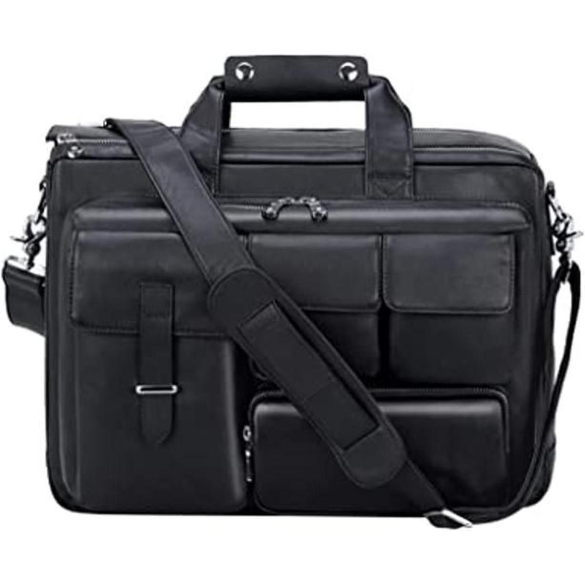 TIDING Maletín de cuero genuino para hombre funda para