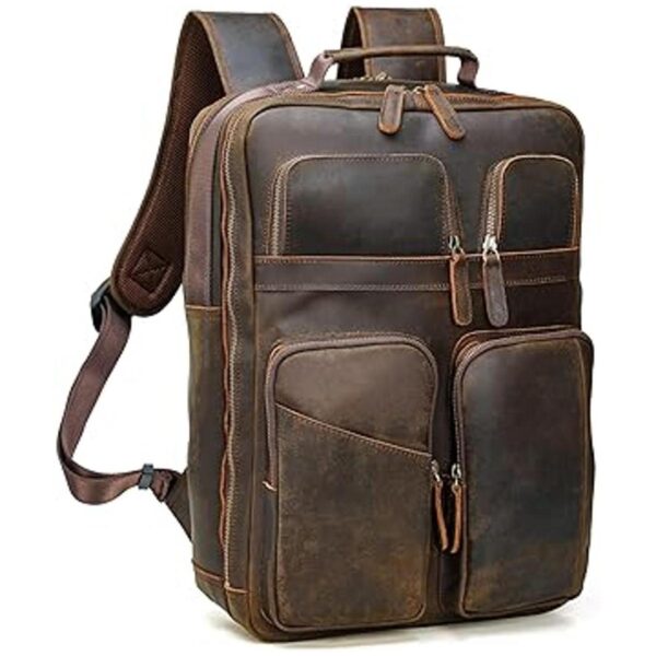 Polare Mochila de cuero de grano completo de 17.3 pulgadas_1