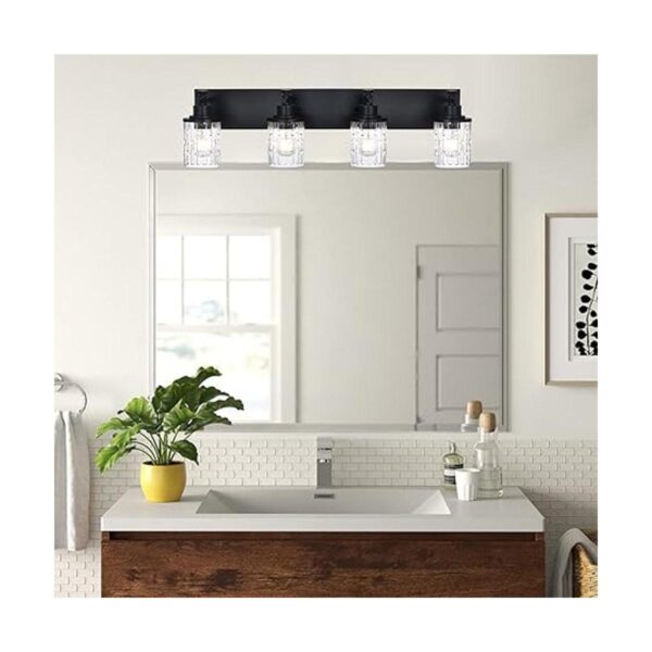 MELUCEE Luces de tocador de baño negras mate de 4 luces_2