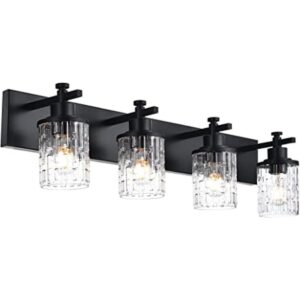 MELUCEE Luces de tocador de baño negras mate de 4 luces_1