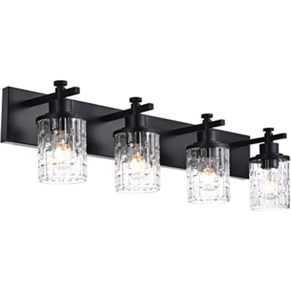 MELUCEE Luces de tocador de baño negras mate de 4 luces_1