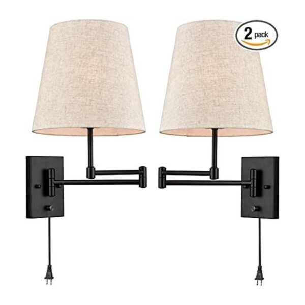 Juego de 2 apliques de pared negros modernos con pantalla_1