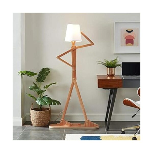 HROOME Lámpara de pie alta decorativa de madera con brazo_4